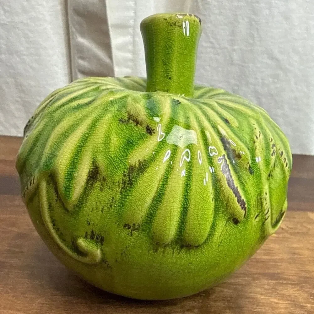 Ceramic Green Decorative Pumpkin Gourd Fall Halloween Home Décor Table Display